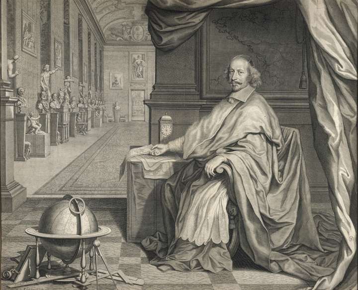 Jules Mazarin et la bibliothèque Mazarine, v. 1659, par Robert Nanteuil